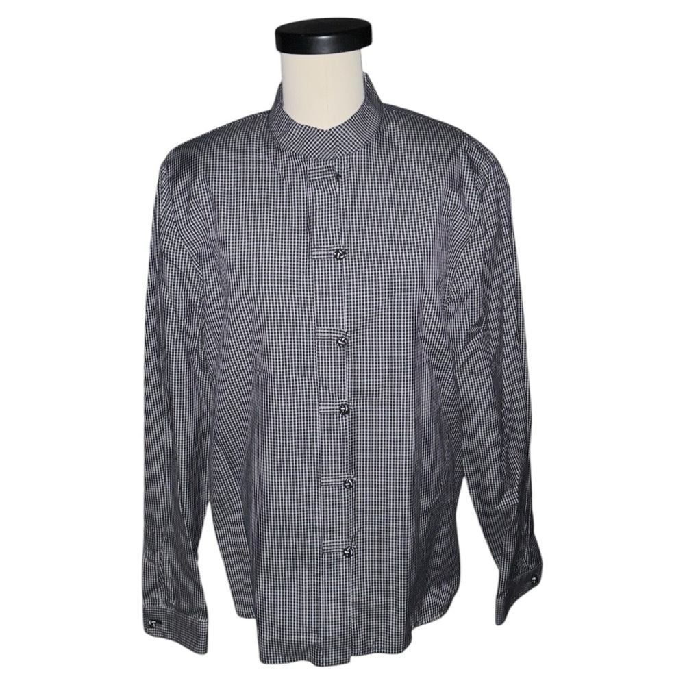 Carlisle Black & White Checkered Button Down Top
